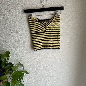 Striped Yellow and Navy Tube Top